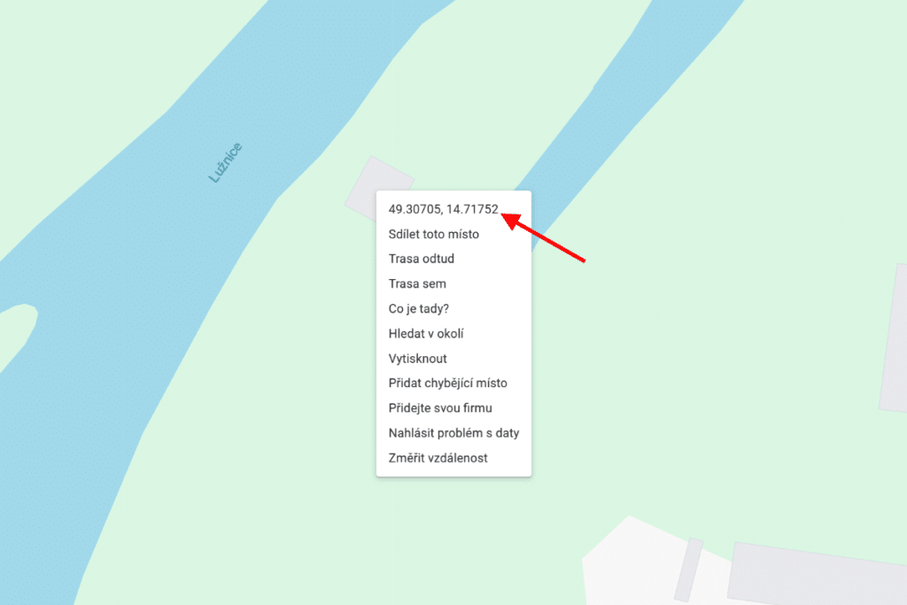 GPS pozice na mapě